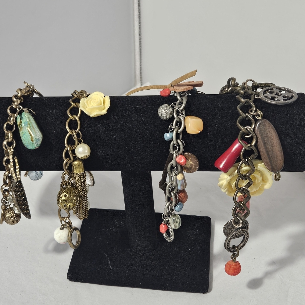 Bundle Lot of 4 Steampunk Charm Bracelets